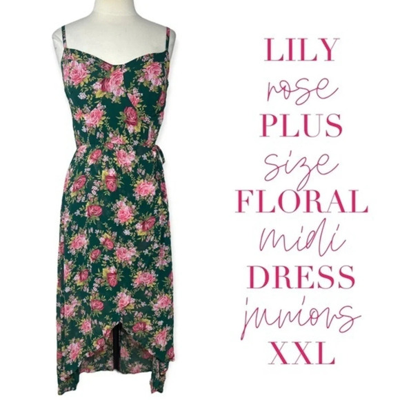 Lily Rose Juniors' Plus Size Lily Rose High-Low Floral Midi Dress size XXL - Picture 1 of 11